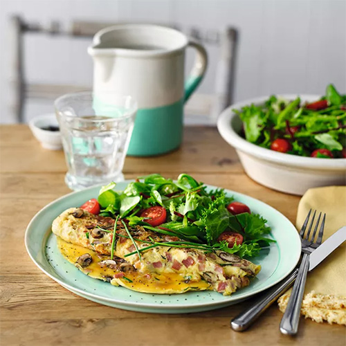 Ham and mushroom omelette with salad-recipes for students-slimming world blog