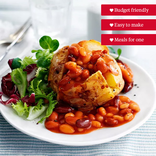 Jacket potato with beans and salad-student recipes-slimming world blog
