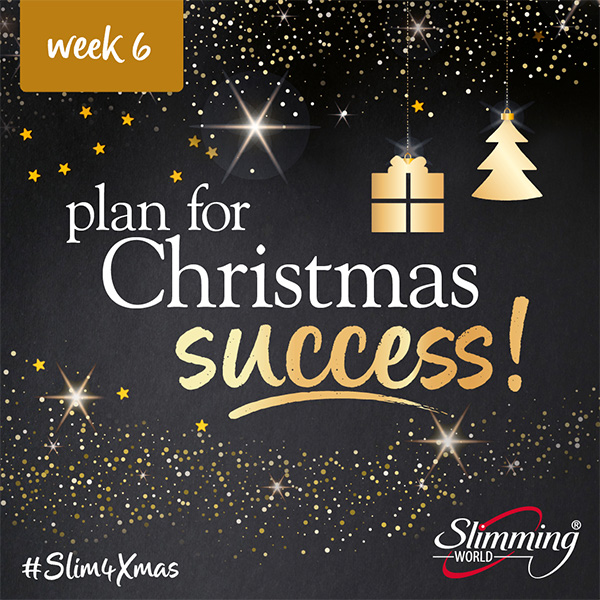 Plan for Christmas success-Slimming World promotion-black background with gold sparkles
