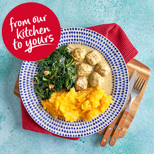 Slimming World Kitchen week 8 header: pork meatballs in sage and lemon sauce