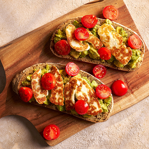 Avocado Cherry Tomato Halloumi On Toast