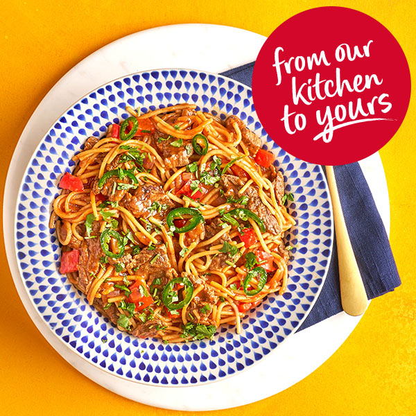 Slimming World Kitchen, week 23: one-pan fajita steak spaghetti - header