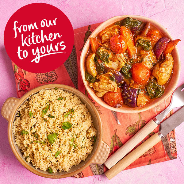 Moroccan-style chicken with herby couscous – one of 20 recipes on this week's Slimming World Kitchen menu